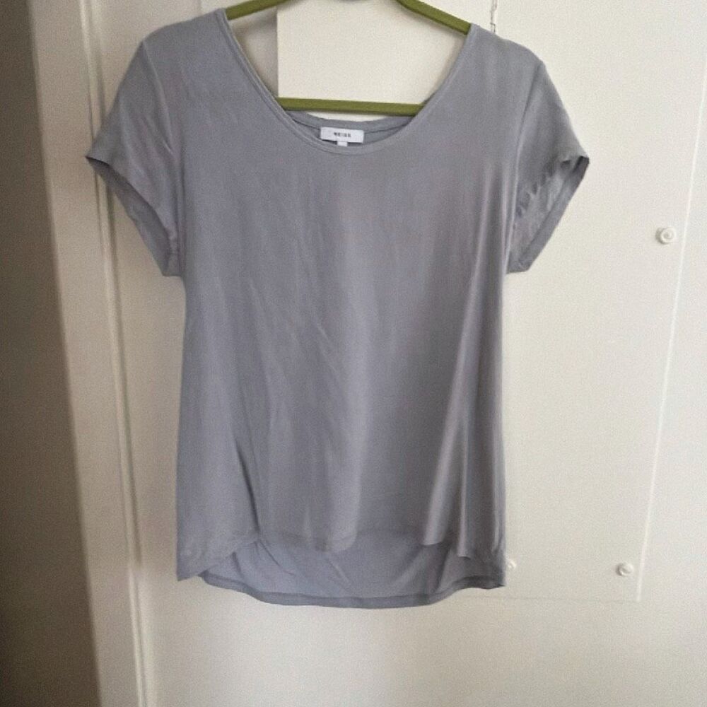 Reiss Soft Yarn Silk Crew Neck Tee size small in silver grey